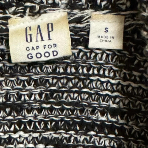 GAP Black and White Marled Textured Long Sweater Vest 100% Cotton Size Small - Picture 5 of 6